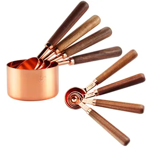 Set di misurini e cucchiai in acciaio inossidabile rivestito di rame oro rosa