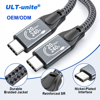 Câble USB-C vers USB-C ULT-unite 4K 60Hz 20 Gbps, transfert de données, 1 m, 2 m, 240 W, charge rapide, câble de données tressé, 3 mètres, 5 mètres, personnalisé