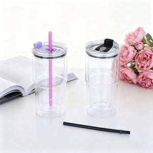 Taza de café y agua de plástico transparente de 18oz y 20oz con pajita de bambú, estilo Instagram, venta al por mayor, superventas - Product Image 6