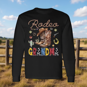 T-shirt à manches longues Rodeo Grandma Western Cowboy, vêtements assortis pour la famille, anniversaire - Product Image 3