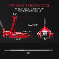Çift pistonlu hızlı kaldırma pompası 3 Ton (hidrolik kriko lb) kapasitesi ile GTYPRO Torin hidrolik Ultra düşük profilli ağır hizmet tipi 6,000, kırmızı