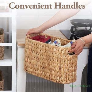 Cesta de Almacenamiento de Ropa Plegable Ecológica de Jacinto de Agua Natural con Soporte para Rollos Mega y Tapa para la Organización del Baño - Product Image 3