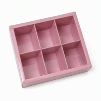 Boîte cadeau rose à 6 compartiments avec fenêtre transparente, finition brillante pour les cadeaux de Noël