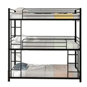 Metal Ternary Bed Heavy Duty Metal Triple Bunk Bed Twin Size Bed Frame for Kids Bedroom Furniture