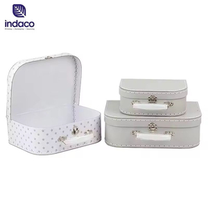 Vintage sewn cardboard <b>suitcase</b>, newborn clothing set gift <b>box</b>, baby gift packaging storage <b>box</b> wholesale - Product Image 5