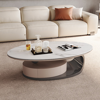 Ensemble table basse ovale en marbre de luxe moderne en acier inoxydable avec rangement design élégant maison salon canapé centre meubles décor