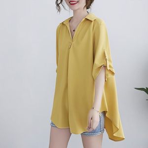 Camisa de gasa <span class=keywords><strong>para</strong></span> mujer, estilo coreano, talla grande, holgada, que cubre el vientre, adelgazante, con cintura ajustada, ideal <span class=keywords><strong>para</strong></span> verano. - Product Image 3