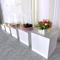 Présentoirs Cubes Modernes Emboîtables en Acrylique Blanc pour Desserts, Boîtes de Présentation Alimentaire pour Buffets et Tables de Réception, Idéaux pour Mariages et Fêtes