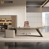 Meubles de bureau en bois modernes de haute qualité, bureau de direction en forme de L modulaire de luxe, bureau de direction