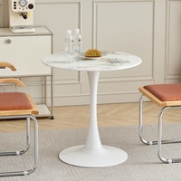 Table à manger mobile de luxe en marbre style nordique avec plateau en ardoise et structure en acier carbone, 4 places, pour bureau, réception, café, balcon