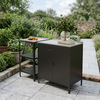 Îlot de cuisine extérieur moderne, modulaire, durable et réglable, en acier galvanisé, avec armoire de rangement et 3 étagères