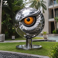 Sculpture d'oiseaux en acier inoxydable poli miroir moderne, statue d'oiseau extérieure personnalisée pour villa, jardin, hôtel, cour, art paysager