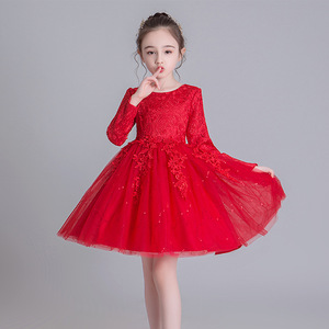 Custom Wholesale Long Sleeve Princess Dress Fluffy Gauze Girls Children Performance Party Dress - Product Image 4