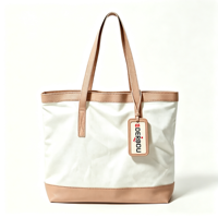Sac fourre-tout en toile robuste et grand format avec poignée en cuir, réutilisable pour les courses