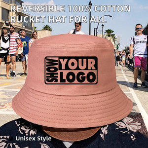 Solid Color Adults Sports Bucket <b>Hat</b> 100% Cotton Reversible Double Side Wear Fisherman Beach Cap - Product Image 2