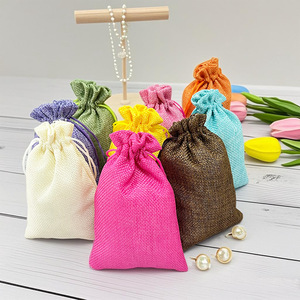 Custom <b>Printed</b> Logo Natural Linen Fabric <b>Packaging</b> Pouch Friendly Drawstring Jute Bags Jewelry <b>Packaging</b> Pouch - Product Image 2