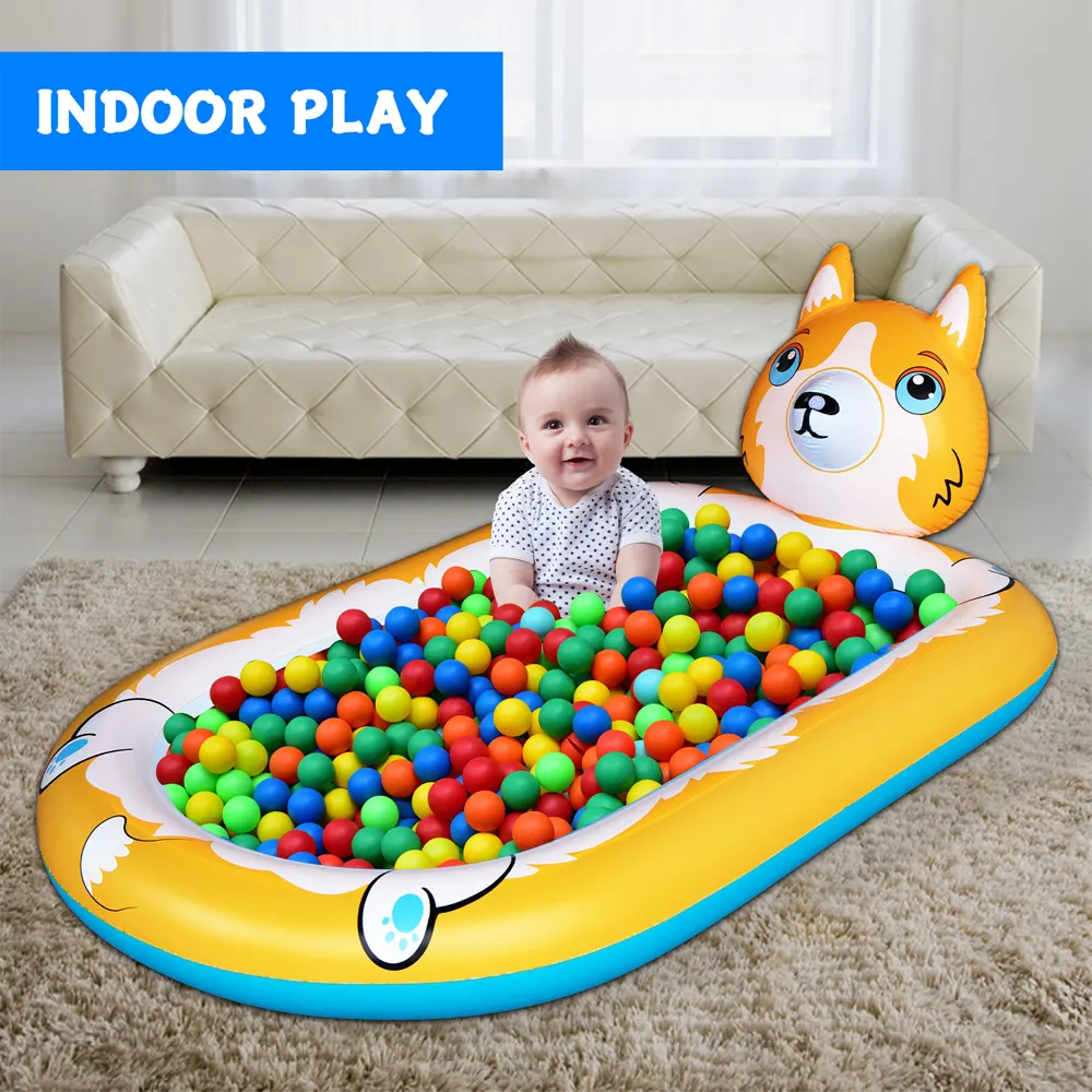 cute dog Children Ball Pit Pool Spray Water Inflatable Sprinkler Pool for Kids Toddlers Wading Splash Mat indoor yard pool