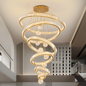 Thiết Kế Mới Trang Trí Trong Nhà Khách Sạn Biệt Thự Trung Tâm Mua Sắm Cầu Thang Lớn Sang Trọng Tùy Chỉnh Quá Khổ LED Đèn Chùm Pha Lê - Product Image 2