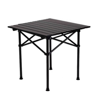 Table pliante en alliage d'aluminium, légère, portable, pour camping en plein air, pique-nique, pêche, plage, voyage, plateau carré avec poche de rangement