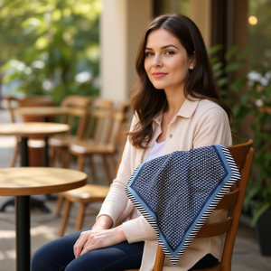 Foulard Quadrato Piccolo 70x70cm con Bordo a Righe, Accessorio Moda per Donna - Product Image 2