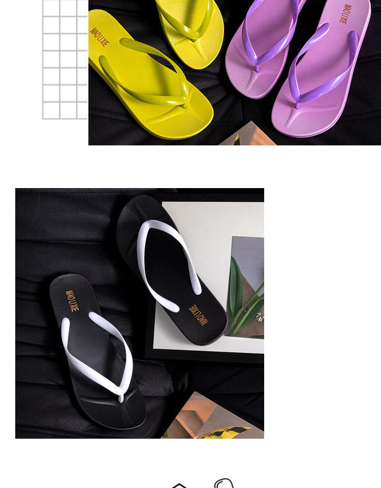 New Solid Color Slippers Women Flip-flops Outside Soft Sole Beach Flipflops Wholesale