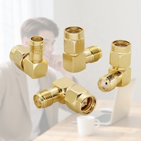 Adaptateur coaxial RF SMA mâle vers femelle, angle droit 90 degrés, forme en L, 50 ohms, plaqué or, faible perte, pour antenne