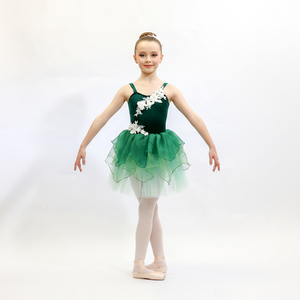 Costume de tutu romantique pour filles, robe de ballet en tulle superposé dégradé, avec accents floraux, tenue de danse de scène pour fée et sirène - Product Image 3