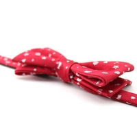 Chinesische Fliege aus Polyester, individuell gewebt, verstellbar, vorgebunden, Weihnachtsstern, rot-weiß, Weihnachtsbaum, Herren-Fliege