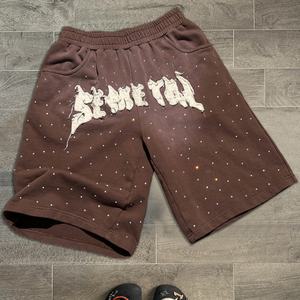 Wholesale Vintage Heavyweight <b>Short</b> Pants Embroidered Rhinestone <b>Shorts</b> Manufacturer Cotton Acid Wash <b>Baggy</b> <b>Men's</b> Sports <b>Shorts</b> - Product Image 1