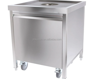 Carrito de Acero Inoxidable para Eliminación de Residuos de Restaurantes de Comida Rápida con Orificio Redondo de 220 mm, Contenedor de Residuos de Cocina Comercial para Hamburgueserías - Product Image 1