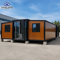 Maison conteneur en acier de luxe extensible à double aile de 20 pieds et 40 pieds, 2 à 5 chambres, maison mobile pliable, cuisine, salle de bain, entrepôt