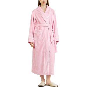 FOXA Peignoir long en polaire pour femme, longueur intégrale, chaud, pour l'hiver, avec ceinture et poches - Product Image 1