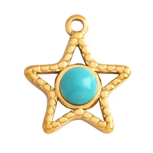Colgante de encanto de geometría de piedra preciosa de estrella chapada en vacío de acero inoxidable 316, componentes de collar de pulsera suministros de accesorios <span class=keywords><strong>L72</strong></span> - Product Image 6