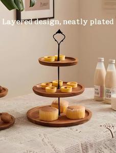 Support à gâteau et plateau de service en bois d'acacia à 3 niveaux, écologique, support à cupcakes à étages pour les mariages, les goûters, style fermier - Product Image 6