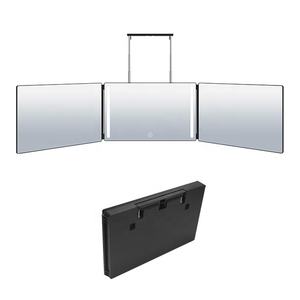 Hot Sales 360 LED <b>Mirror</b> <b>3</b> <b>Way</b> Barber <b>Mirror</b> Adjustable Height With Hook on the Door <b>3</b> Folding Self Hair Cutting <b>Mirror</b> - Product Image 1