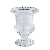 Jarrones de flores de cristal de oro ámbar en estilo de urna romana clásica, Mini jarrón de Pedestal Centros de mesa Urna de cristal Florero Soporte de flores