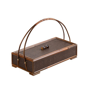 Caja de té de bambú estilo japonés, cesta de almacenamiento, juego de té retro/caja coleccionable con tapa, estuche portátil, accesorios para la ceremonia del té. - Product Image 5