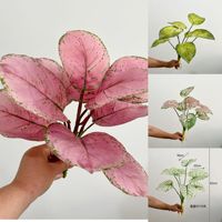 Plantes vertes artificielles, feuilles de taro, matériaux décoratifs pour l'aménagement paysager, décoration de jardinières murales intérieures