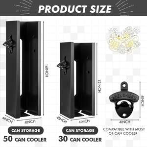 Support mural personnalisé en métal 2-en-1 pour canettes de bière avec décapsuleur, organisateur et distributeur - Product Image 2