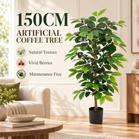 Arbre à café artificiel avec fruits rouges, écologique, emballage KD, ignifuge, résistant aux UV, pot noir, vente en gros directe d'usine