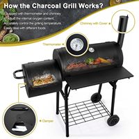 Barbecue fumoir de style américain pour cour - Multifonctionnel, coupe-vent, en acier inoxydable laminé à froid avec peinture haute température