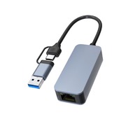Tak Çalıştır Realtek 8156B Alüminyum Alaşımlı USB 3.1 Tip C 2.5G Gigabit Ethernet Adaptörü, Dizüstü Bilgisayarlar için RJ45 Arayüzlü Sürücüsüz Oyun Adaptörü