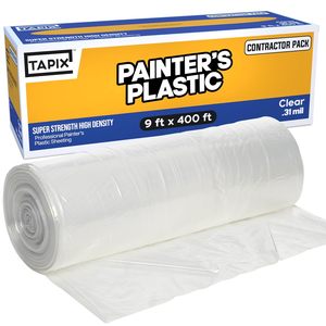 Lámina de Plástico Transparente de Alta Densidad para Pintores, 9 Pies x 400 Pies, Paquete para Contratistas - Product Image 1