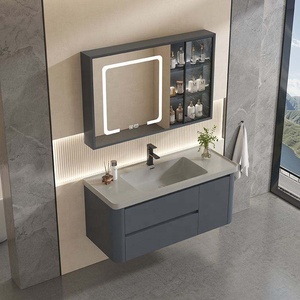 Meuble-lavabo mural bleu simple de 40 pouces pour salle de bain, avec vasque en céramique et double tiroirs, vente en gros d'usine, pour les 21 ans et plus - Product Image 3