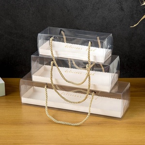 Benutzer definiertes recycelbares transparentes Haustier mit Griff Kreatives Hands eil Tragbare Western Clear Transparent Dessert Cake Box - Product Image 1