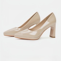 Chaussures en PU polyvalentes et élégantes pour femmes, à talons épais, prêtes à être expédiées, nouvelle collection