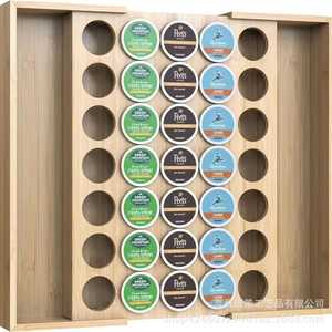 Wooden Coffee Pod Organizer 30 Holes <b>Desktop</b> Storage Rack For K-Cup Capsules Holder <b>Shelf</b> - Product Image 1