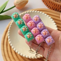 Cute Cat Paw Plastic Keycap Fidget Keychain 4 Keys Press Sound Decompression Toy Mechanical Keyboard Pendant Stress Relief Gift