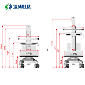 Chariot de poste de travail médical réglable de conception industrielle avec support pour ordinateur portable Chariots d'équipement en métal pour hôpitaux et cliniques - Product Image 5
