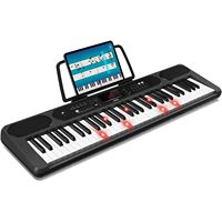 Keyboard Piano Elektrik 61-Tombol dengan Lampu LED, 2 Mode Pengajaran, 300 Nada & Ritme, 50 Demo, Material Palu Plastik